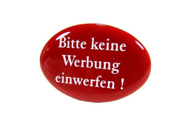 Emaille Schild - Bitte keine Werbung einwerfen - Rot Oval - Selbstklebend – Bild 3