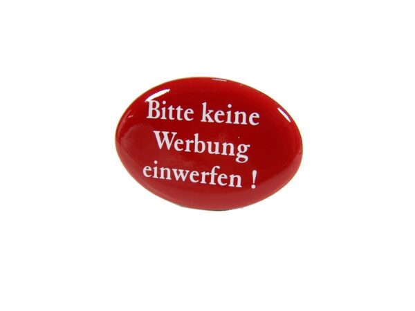 Emaille Schild - Bitte keine Werbung einwerfen - Rot Oval - Selbstklebend – Bild 5